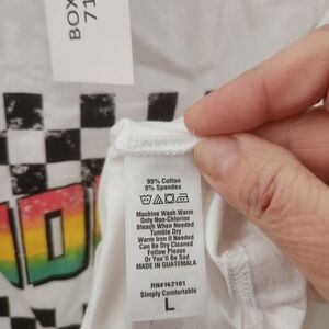 LuLaRoe White Tee with Rainbow Graphic